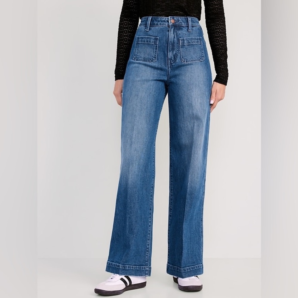 Old Navy Extra High-Waisted Trouser Wide-Leg Jeans for Women, EUC